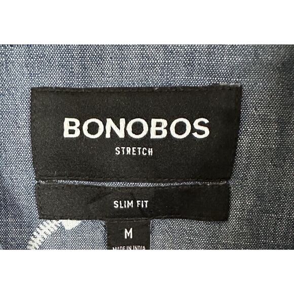 Bonobos Chambray Skeleton Fish Print Men's Button Shirt Size Medium Slim Fit - Picture 5 of 8